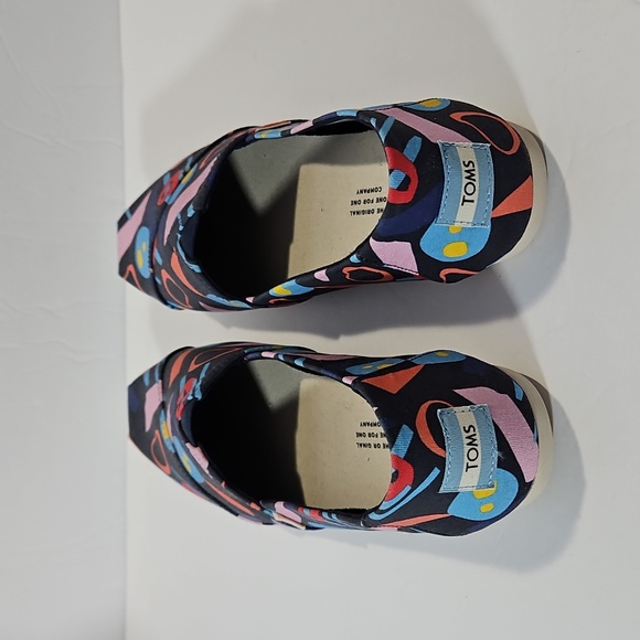 Toms Alpargata Abstrast Geometric Canvas Espadrilles Shoes 7 NWOT Blue Orange - Picture 4 of 7